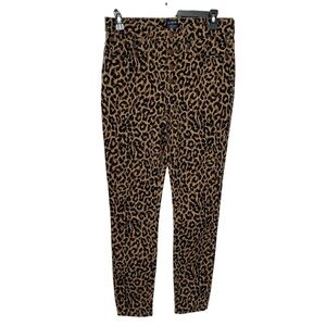 J.Crew 9" High Rise Skinny Leopard Print Jeans Exposed Button Fly Womens Size 27